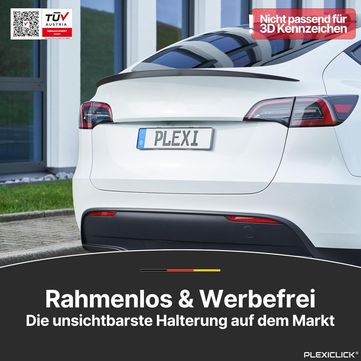 PLEXICLICK® V2 Kennzeichenhalterung unsichtbar und werbefrei – Kennzeichen ohne Rahmen montieren